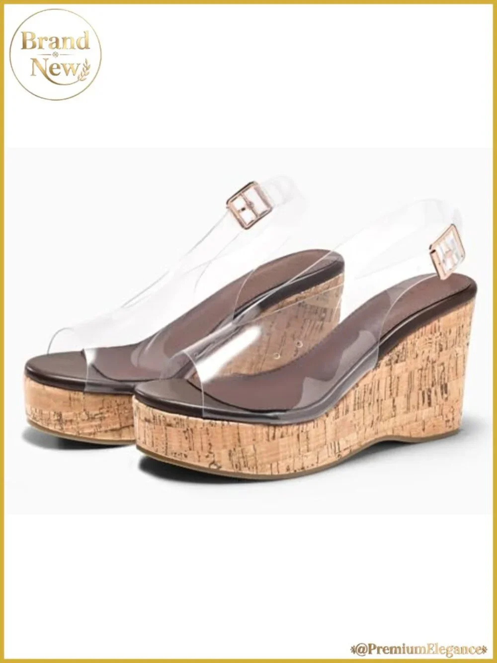 Platform Wedge Sandals Open Peep Toe Slingback Cork High Heels Summer Beach